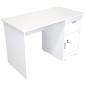 Preview: Schreibtisch Quadro mit Schublade und Tür, weiss - weiss