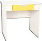 Preview: Schreibtisch Quadro mit breiter Schublade, weiss - gelb