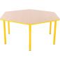 Preview: Tisch Bambino sechseckig mit gelben Kanten und Höhenverstellung H 40-58
