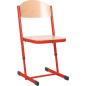 Preview: Stuhl TS, höhenverstellbar 3-4, Sitzhöhe 35-38 cm, für Tischhöhe 58-64 cm - rot - Buche