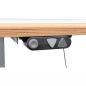 Preview: Elektrisch höhenverstellbarer Doppeltisch Emil, Tischhöhe 69-110 cm, Sperrholzplatte, abgerundete Ecken - alufarben - HPL weiss