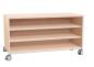 Preview: Echtholz Regal S mit 2 Böden, offen, auf Rollen