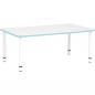 Preview: Tischplatte Quadro rechteckig, 120x65 cm, weiss, Kante hellblau