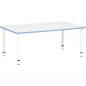 Preview: Tischplatte Quadro rechteckig, 120x65 cm, weiss, Kante blau