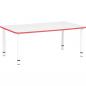 Preview: Tischplatte Quadro rechteckig, 120x65 cm, weiss, Kante rot