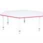 Preview: Tischplatte Quadro sechseckig, weiss, Kante rot