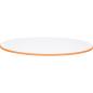 Preview: Tischplatte Quadro rund, weiss, Kante orange