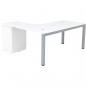 Preview: Grande L-Schreibtisch mit Metallbeinen, Sitzplatz links - weiss