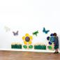 Preview: Wanddekoration mit Streichpailletten - Blume, blau