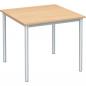 Preview: MILA Tisch 80x80, Tischhöhe 76 cm, gerade Ecken - alufarben - Buche