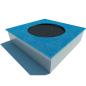 Preview: Trampolin Krater, grosses Quadrat - Matte schwarz, Kante blau