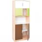 Preview: Hochschrank ohne Mittelwand, H 201 mit offenem Fach, limone/braun/weiss (Quadro 117-180°)