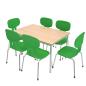 Preview: Set Nr. 55 - Gr. 5, Tisch MILA 120x80 mit Stühlen Colores, grün, SH 43 cm