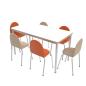 Preview: Set Nr. 79 - Gr. 6, Tisch MILA HPL-weiss 140x70 mit Stühlen Amigo, orange-beige, SH 46 cm