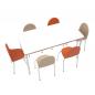 Preview: Set Nr. 79 - Gr. 6, Tisch MILA HPL-weiss 140x70 mit Stühlen Amigo, orange-beige, SH 46 cm