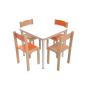 Preview: Set Nr. 80 - Gr. 4, Tisch MILA HPL-weiss 70x70 mit Stühlen Philip, orange-buche, SH 38 cm