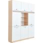 Preview: Schrankwand, T 48, 3-reihig - Ahorn, Türen weiss (Grande 44)