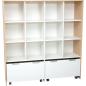 Preview: Mehrfunktionen-Schrank XL mit 2 breiten Rollbehältern, B 154, Ahorn - weiss - offen (Quadro 42)