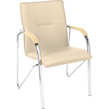 Stuhl Samba 4L, beige, mit Holzarmlehnen