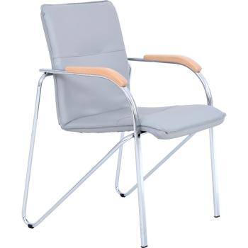 Stuhl Samba 4L, grau, mit Holzarmlehnen