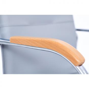 Stuhl Samba 4L, grau, mit Holzarmlehnen