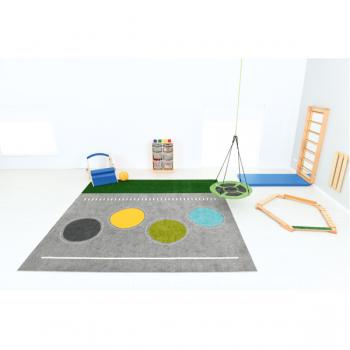 Teppich mit Kreisen, grau 3 x 4