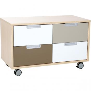 Quadro - Schrank S für 4 schmale Schubladen, B 79 - auf Rollen