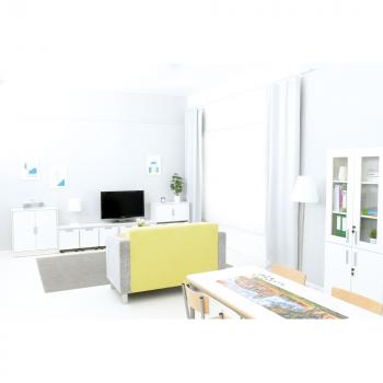 Quadro - Schrank M ohne Mittelwand, mit 1 Einlegeboden, B 79, weiss - auf Sockel
