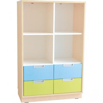 Quadro - Schrank L mit 1 Mittelwand und 2x2 Einlegeböden, B 79, Ahorn