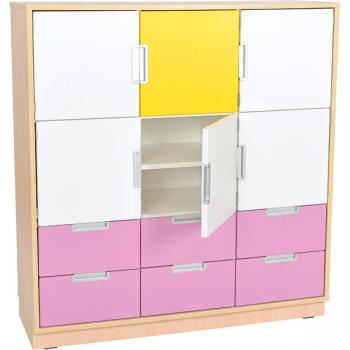 Quadro - Schrank L mit 2 Mittelwänden und 2x3 Einlegeböden, B 116, Ahorn