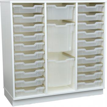 Quadro - Schrank M+ für Kunststoffbehälter, B 104, weiss, dreireihig