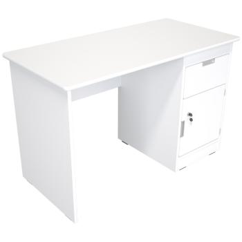 Schreibtisch Quadro mit Schublade und Tür, weiss - weiss