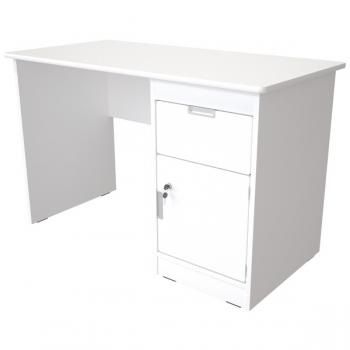 Schreibtisch Quadro mit Schublade und Tür, weiss - weiss