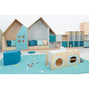 Quadro - Häuschen, Ahorn, pastelltürkis