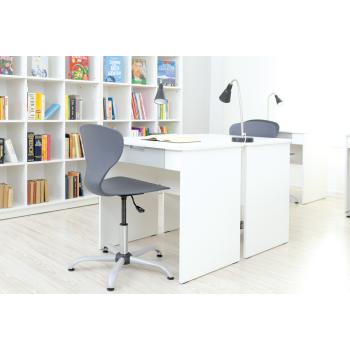 Schreibtisch Quadro mit breiter Schublade, weiss - grau