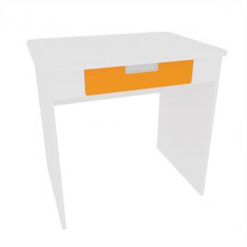 Schreibtisch Quadro mit breiter Schublade, weiss - orange