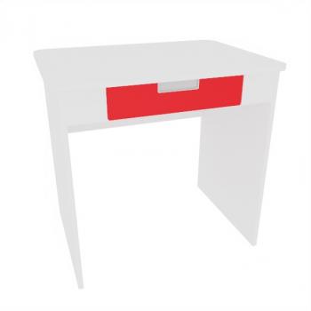 Schreibtisch Quadro mit breiter Schublade, weiss - rot