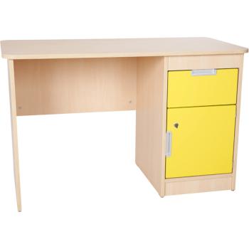 Schreibtisch Quadro mit Schublade und Tür - gelb