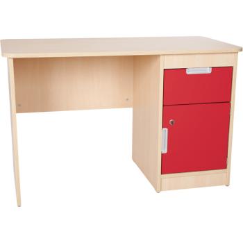 Schreibtisch Quadro mit Schublade und Tür - rot