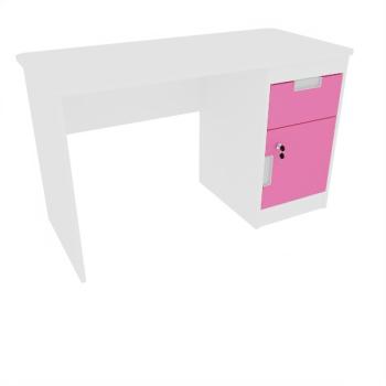 Schreibtisch Quadro mit Schublade und Tür, weiss - flieder