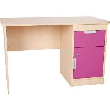 Schreibtisch Quadro mit Schublade und Tür - magenta