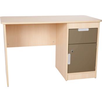 Schreibtisch Quadro mit Schublade und Tür - braun