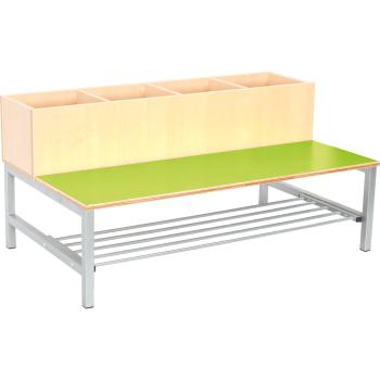 Bank mit Fächern Flexi 4, Sitzhöhe: 26 cm, Fachbreite 28 cm, grün
