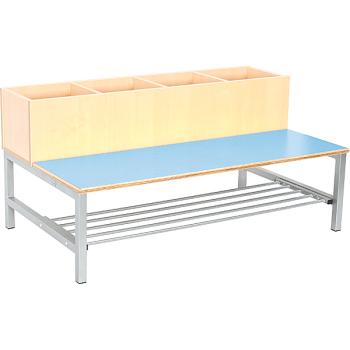 Bank mit Fächern Flexi 4, Sitzhöhe: 26 cm, Fachbreite 28 cm, hellblau