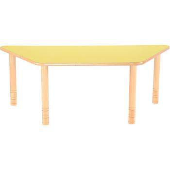Trapezförmiger Tisch Flexi, höhenverstellbar 40-58 cm, gelb