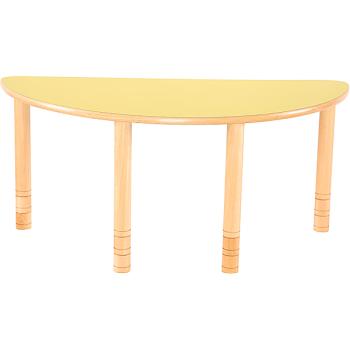 Halbrunder Tisch Flexi, höhenverstellbar 40-58 cm, gelb