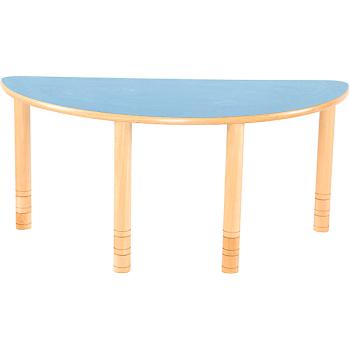 Halbrunder Tisch Flexi, höhenverstellbar 40-58 cm, blau