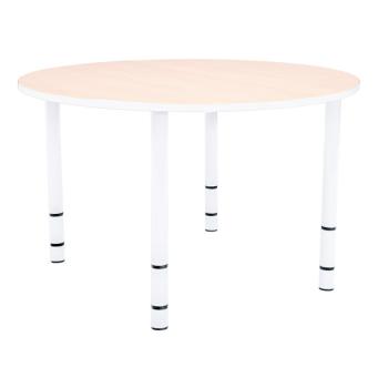 Tisch Bambino rund mit weissen Kanten und Höhenverstellung H 40-58