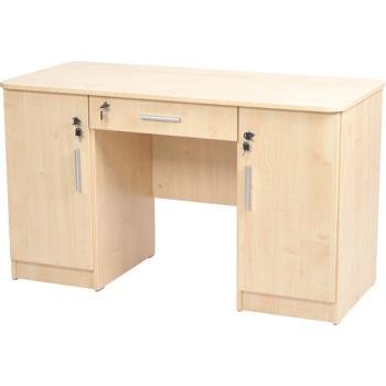 Schreibtisch Vigo E mit 1 Schublade und 2 Türen, jeweils abschliessbar, Ahorn