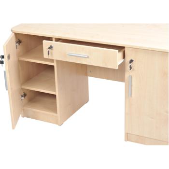 Schreibtisch Vigo E mit 1 Schublade und 2 Türen, jeweils abschliessbar, Ahorn